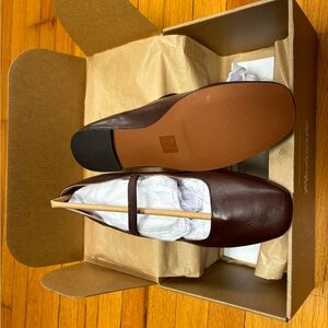 Madewell, leather, greta ballet flat in leather, chocolate raisin, size:8.5